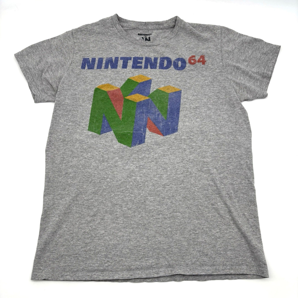 2017 Nintendo 64 Logo Graphic Print on Heather Gray T-shirt Unisex Size S